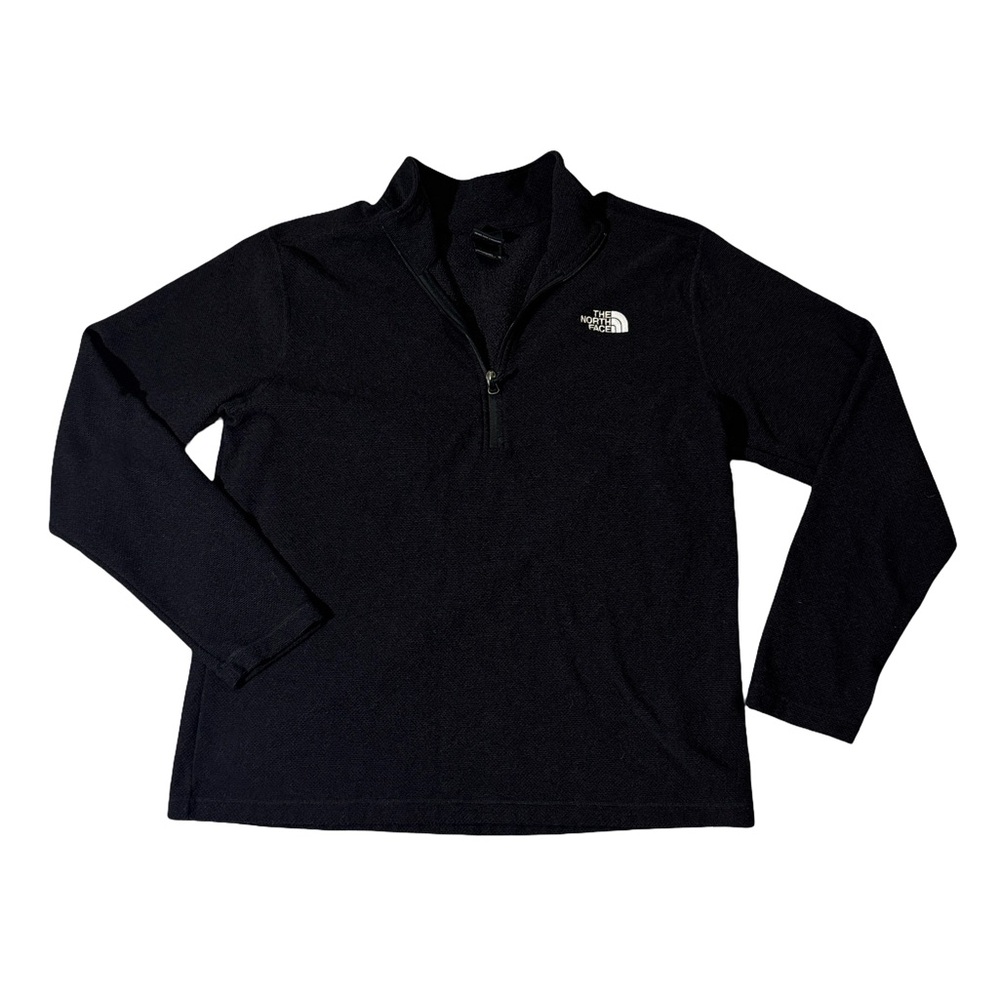 The North Face mens XL black fleece polyester 1/4 zip pullover sweater EUC